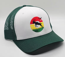 Dub Like an Antelope Donut Sunset on a Green and White Snapback Trucker Hat