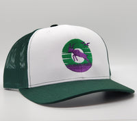 Antelope Donut Sunset Mexico Colors on a Green and White Snapback Trucker Hat