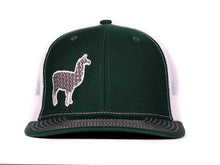 Phish Llama Silver and Green Glow In The Dark on a Green and White Snapback Trucker Hat
