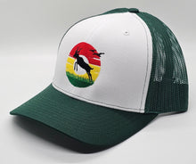 Dub Like an Antelope Donut Sunset on a Green and White Snapback Trucker Hat