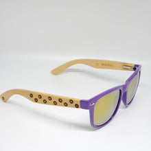 Purple Hand Burned Bamboo Donut Frame Polarized Sunglasses