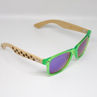 Green Hand Burned Bamboo Donut Frame Polarized Sunglasses