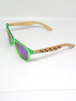 Green Hand Burned Bamboo Donut Frame Polarized Sunglasses