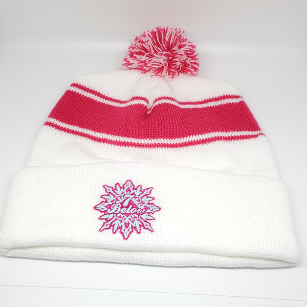 Phish Seven Below White and Pink Knit Winter Hat with Pom Pom