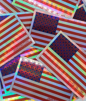 Donuts and Stripes Flag Holographic Die Cut Sticker