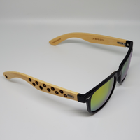 Black Hand Burned Bamboo Donut Frame Polarized Sunglasses